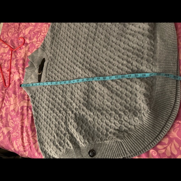 Gray High Neck Waffle Knit Poncho - Picture 6 of 7